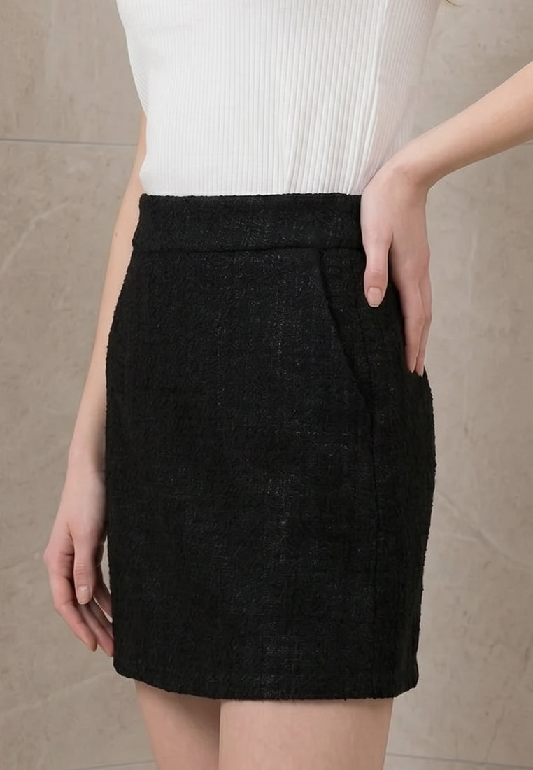 Plain B. High-Waisted Tweed Mini Skirt
