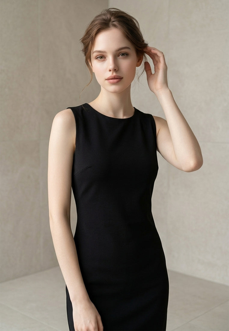 BebeBeige Round-Neck Mini Dress