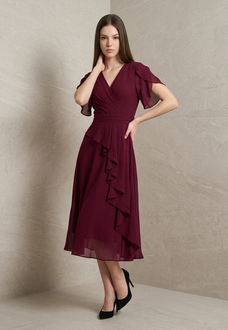 BebeButterfly Chiffon Midi Dress