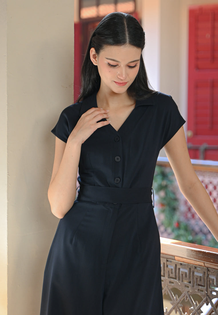 BebeBeige Collar Jumpsuits