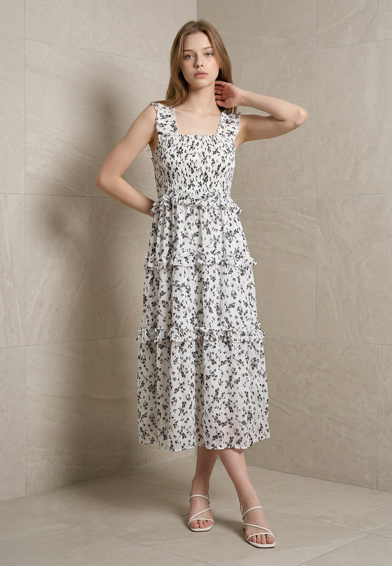Plain B. Floral Layer Midi Dress