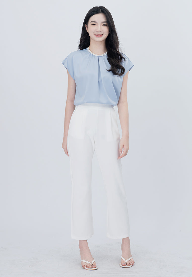 BebeBeige Beads Office Relaxed Fit Blouse Top