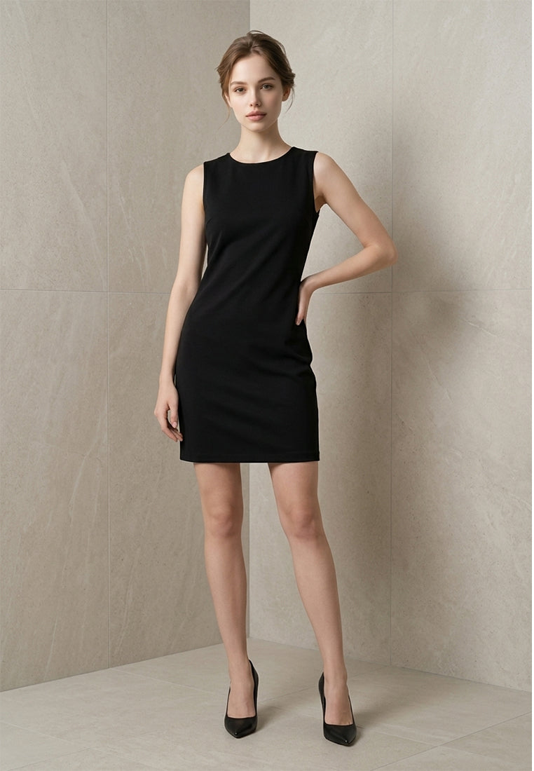 BebeBeige Round-Neck Mini Dress