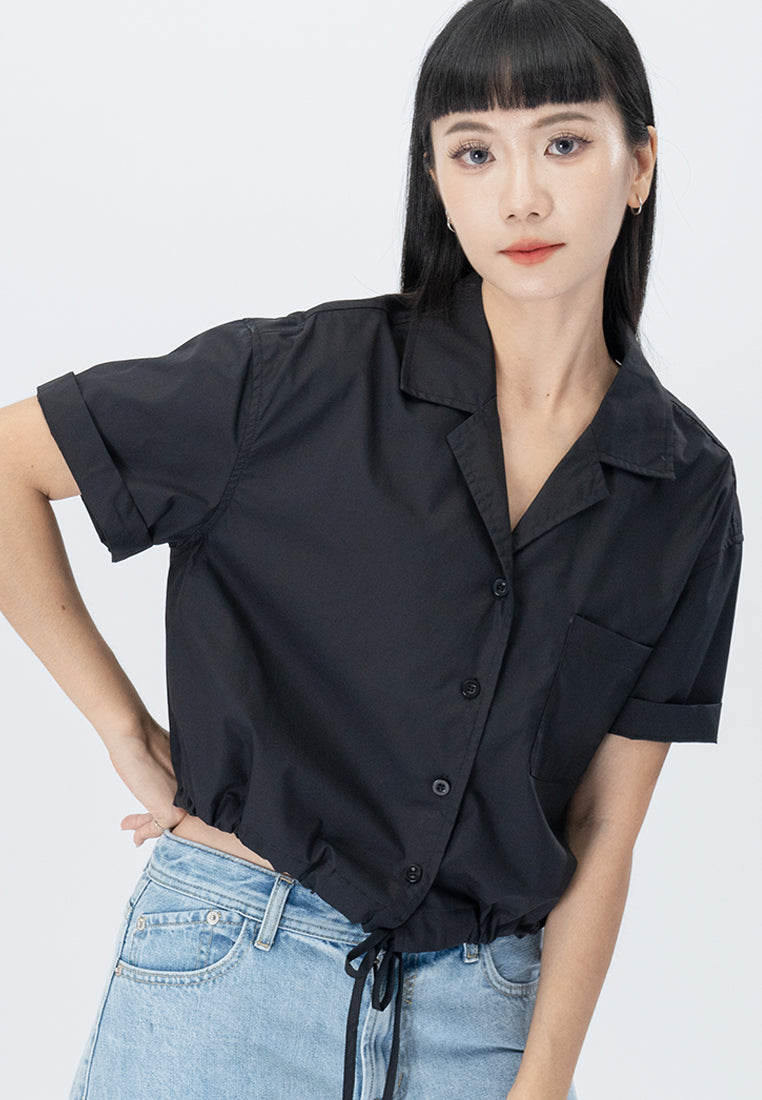 Plain B. Collar Cropped Shirt