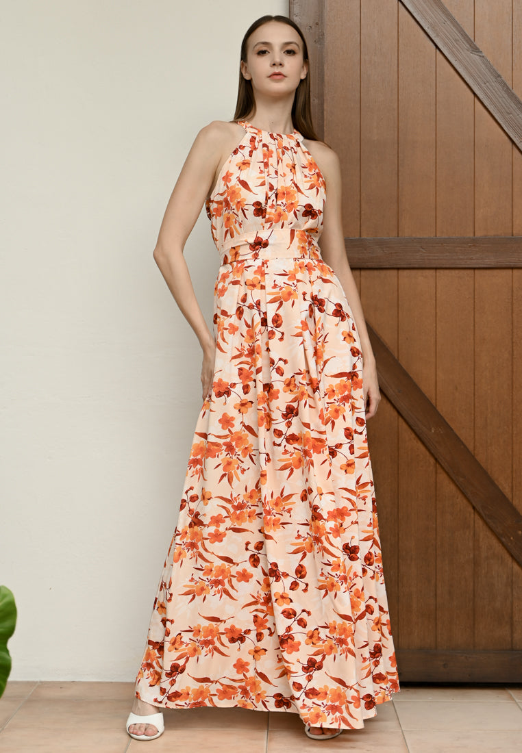 BebeBeige Flowy Floral Dinner Dress