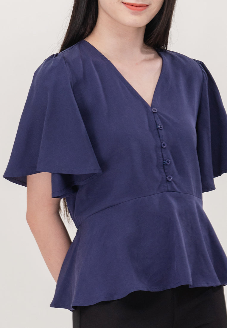 Plain B. V-Neckline Shirt Top