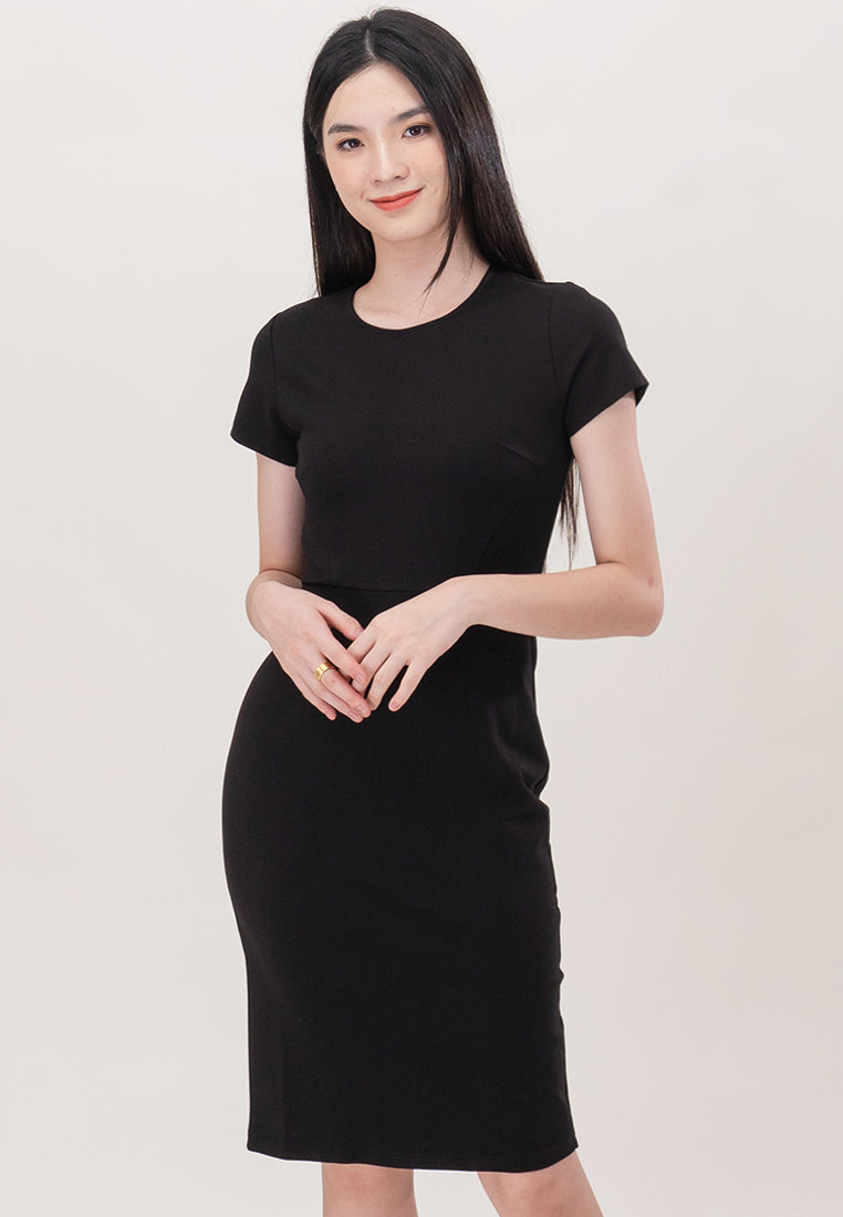 BebeBeige Back-Zipper Mini Dress