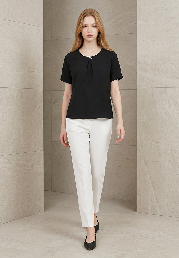 BebeBeige Round Neck Blouse Top