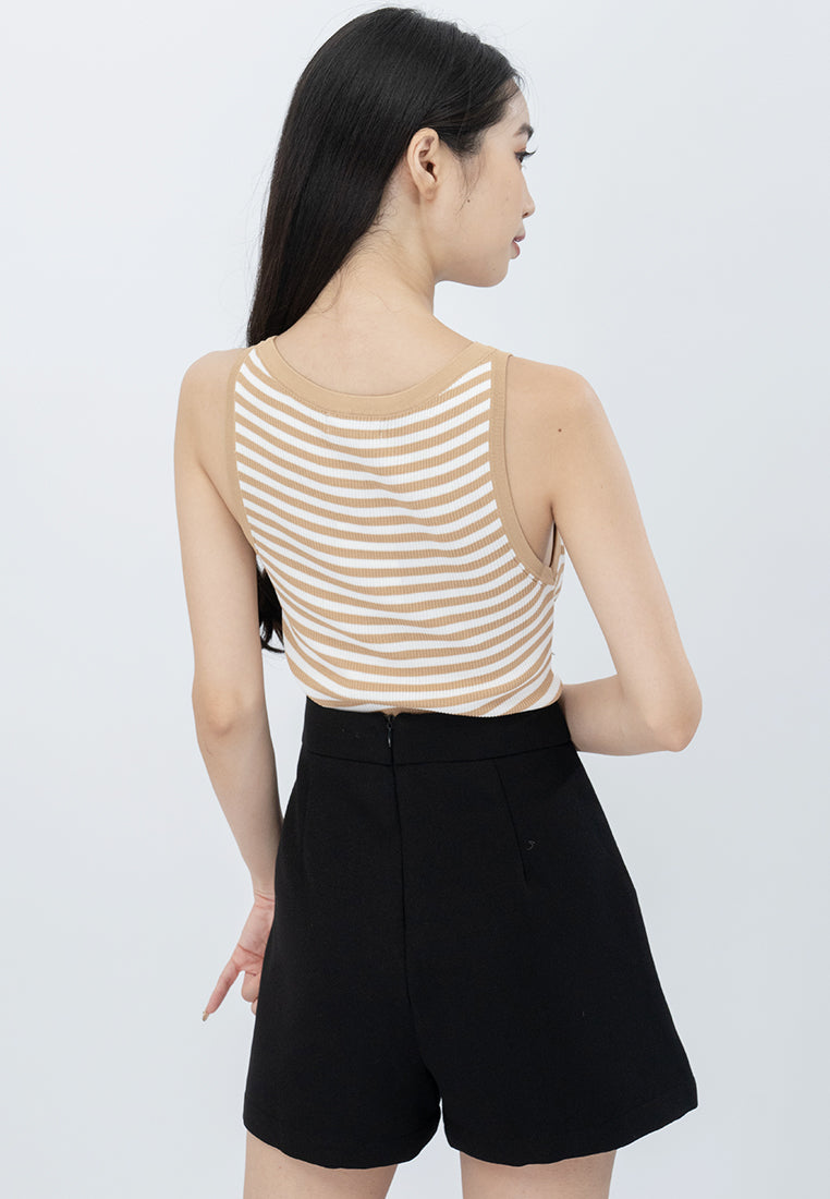 Plain B. KnittedStripeCropped Tank Top