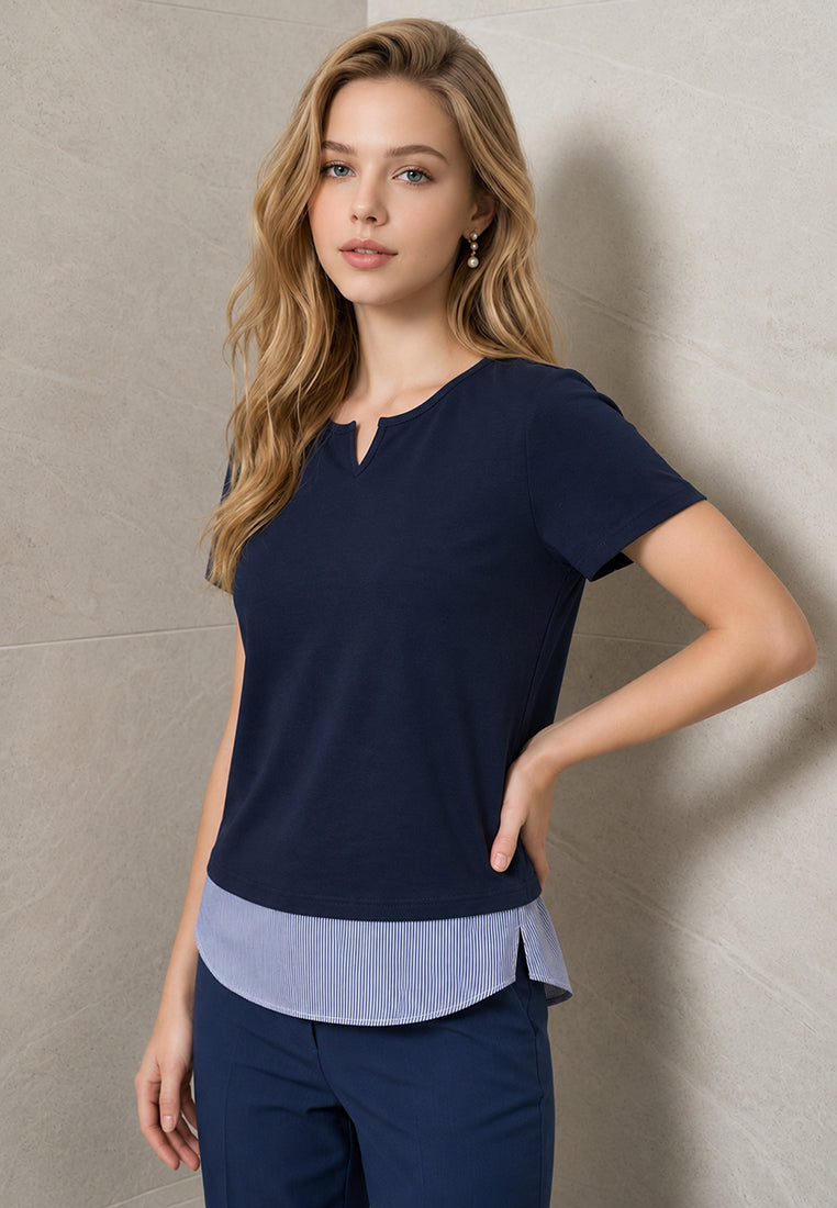 Plain B. Notch-Neck Cotton Tee