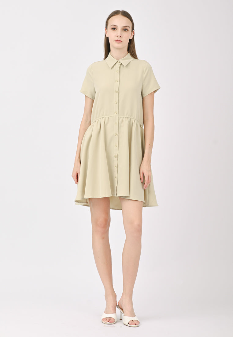 Plain B. Collar Flared Mini Dress