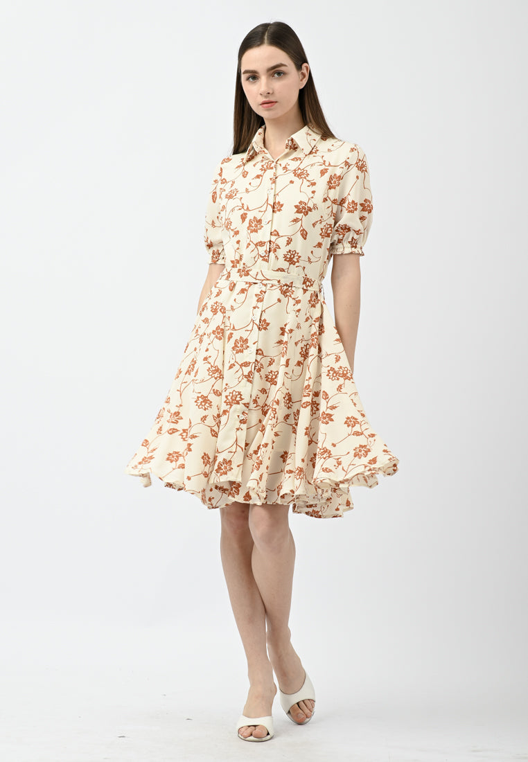 Plain B. Collar Floral Print Dress