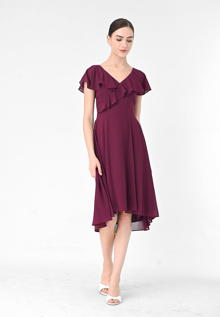 BebeButterfly V-neck Midi Dress