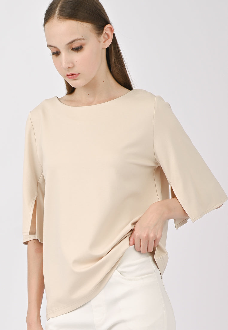 Plain B. Slit Sleeve Top