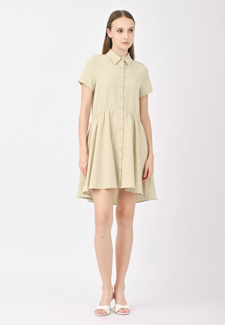 Plain B. Collar Flared Mini Dress