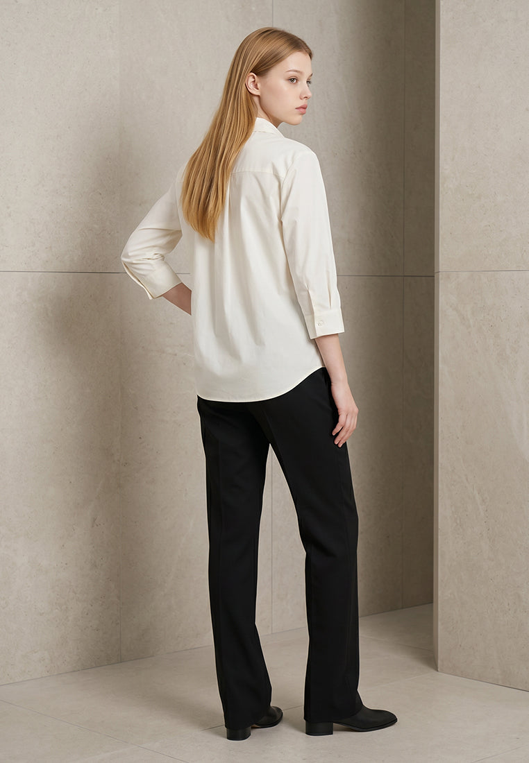 Plain B. Shirt with Pleat Accent