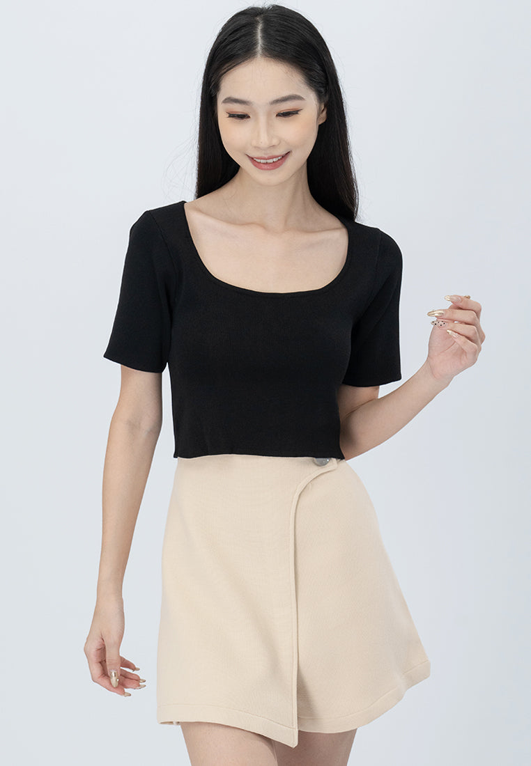 Plain B. Knitted Wide Neck Top