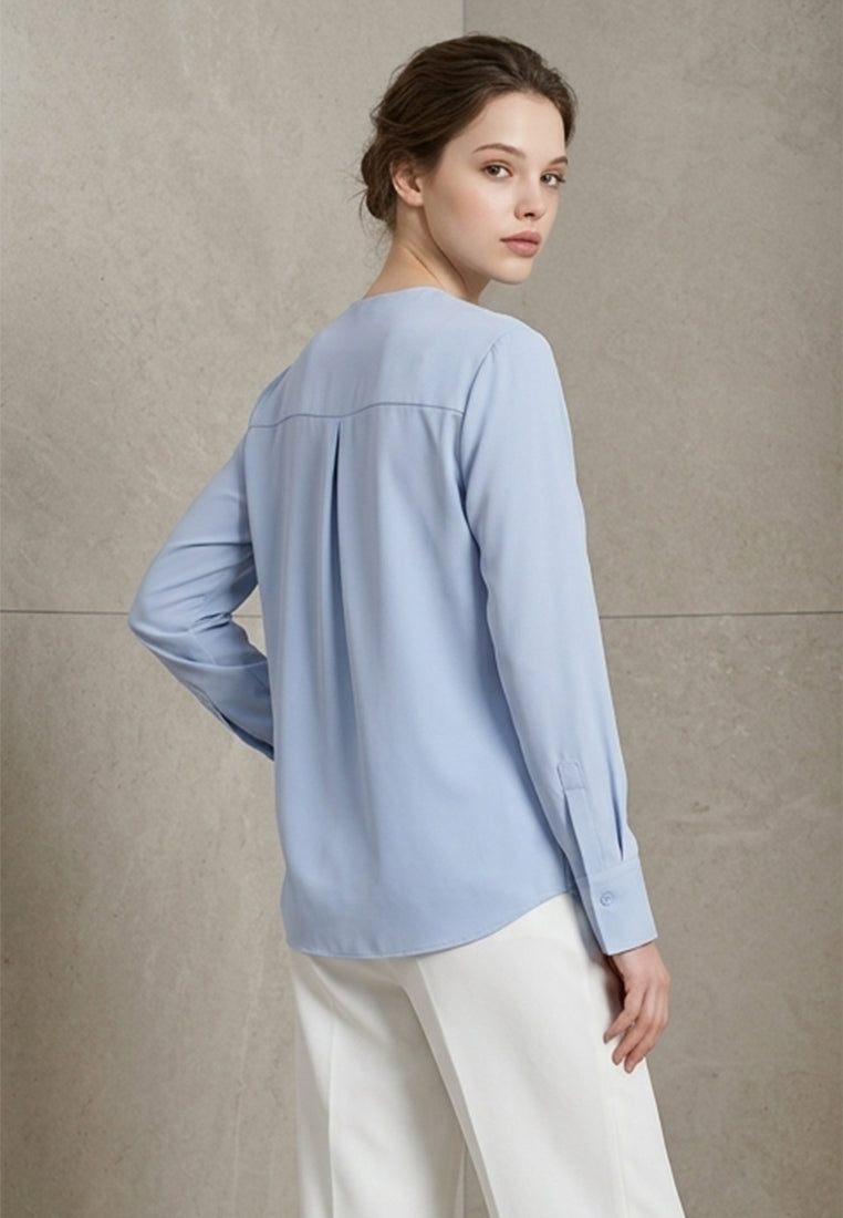 BebeBeige V-Neck Long Sleeve Blouse