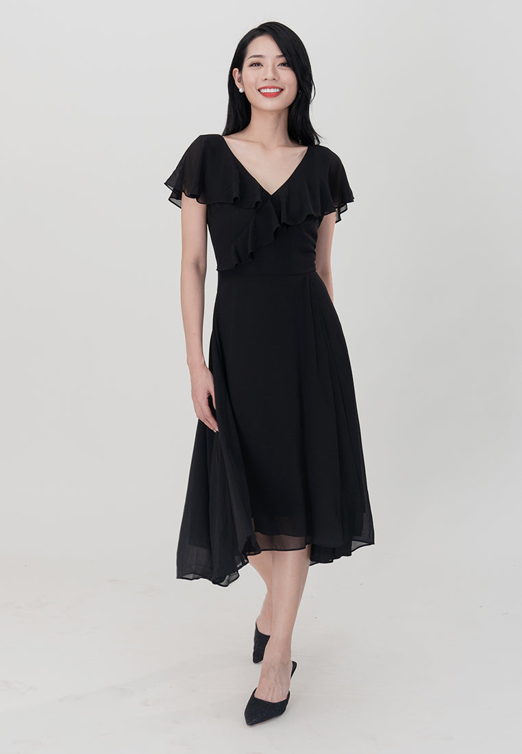 BebeButterfly V-neck Midi Dress