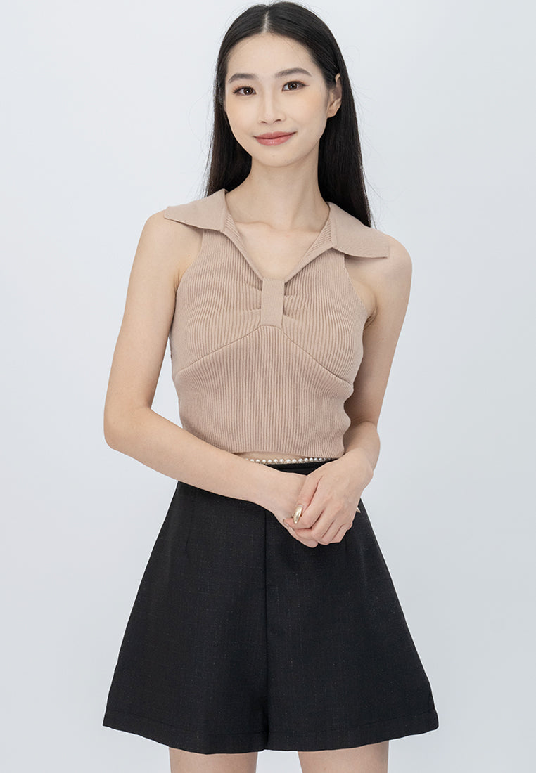 Plain B. Knitted Cropped Tank Top