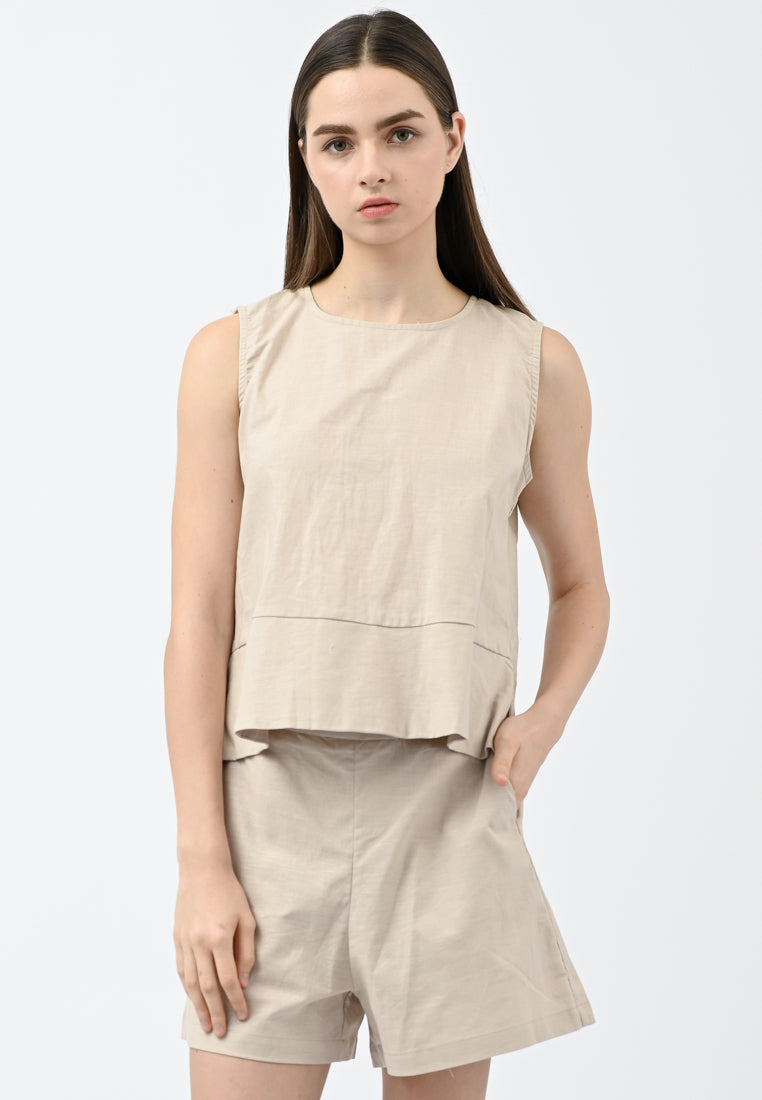 Plain B. Linen Sleeveless Top