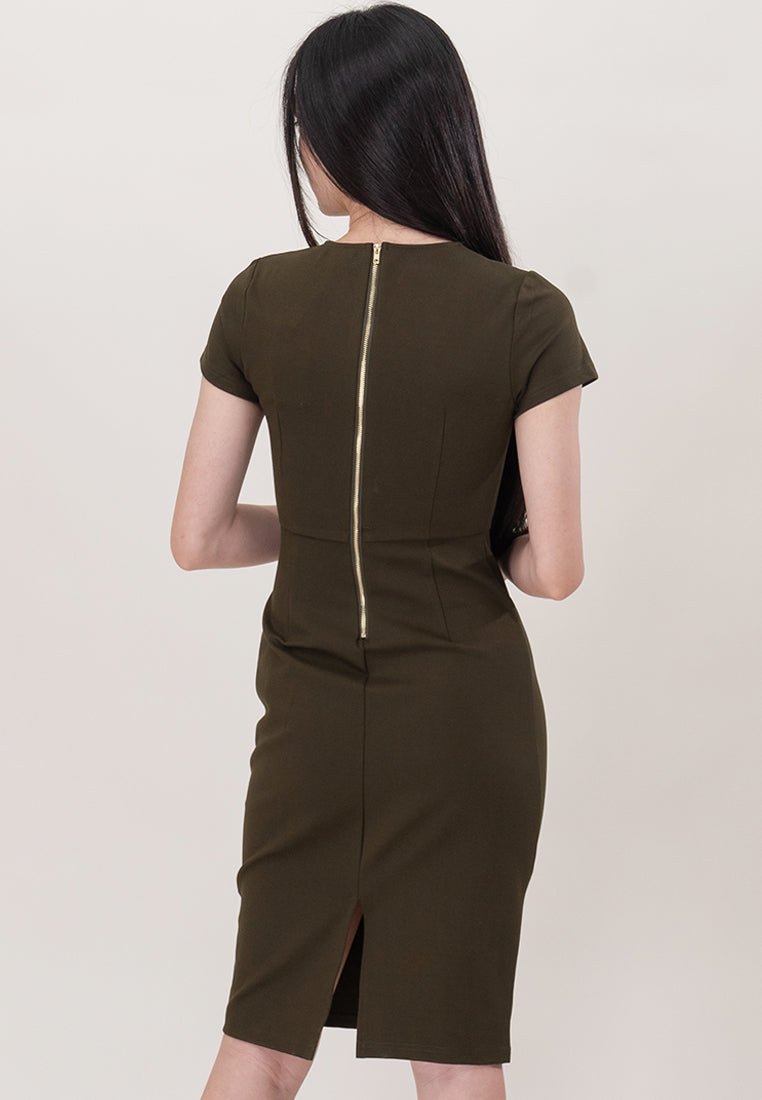 BebeBeige Back-Zipper Mini Dress