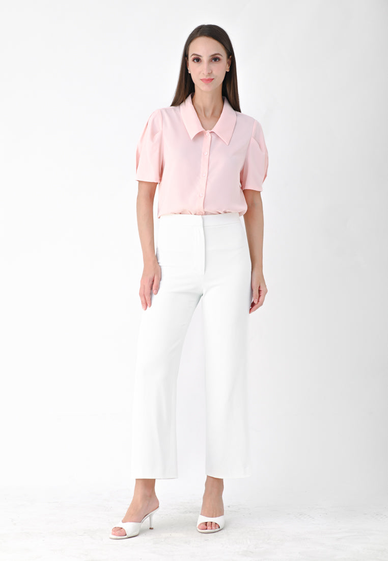BebeBeige Puffy Sleeve Shirt Top