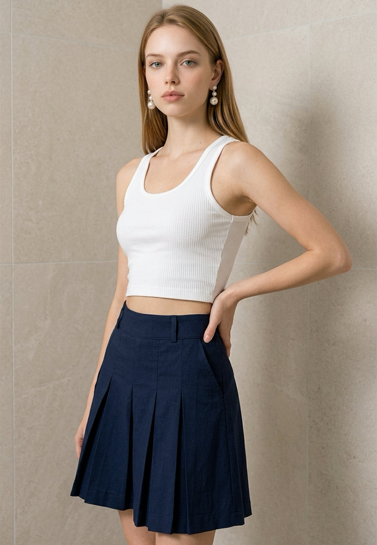 Plain B. Pleated Denim Mini Skorts