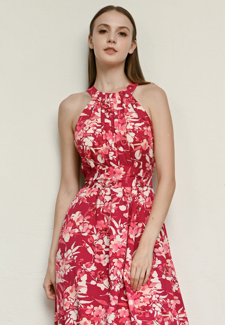 BebeBeige Flowy Floral Dinner Dress