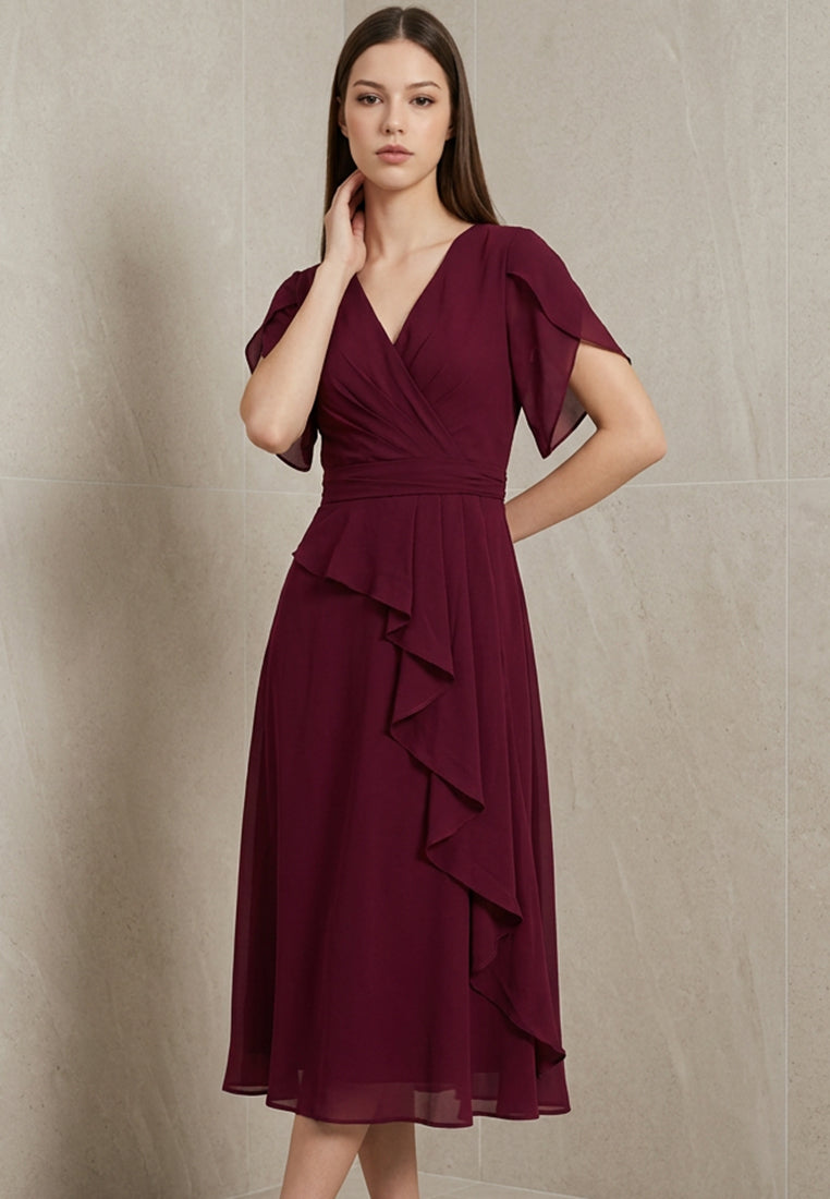 BebeButterfly Chiffon Midi Dress