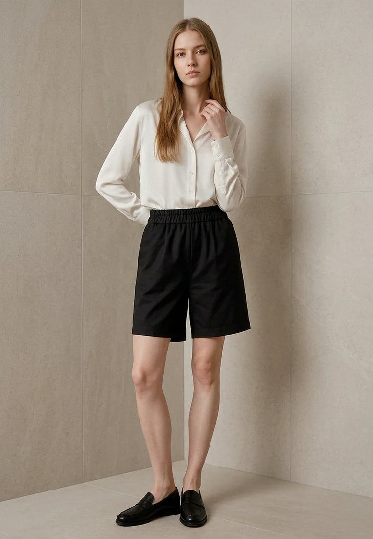 Plain B. Elastic-Waist Shorts