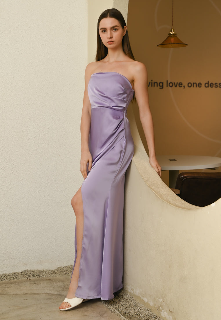 BebeBeige Tube Silk Dinner Dress