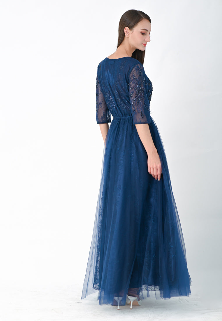 BebeButterfly Embroidered Half Sleeve Gown