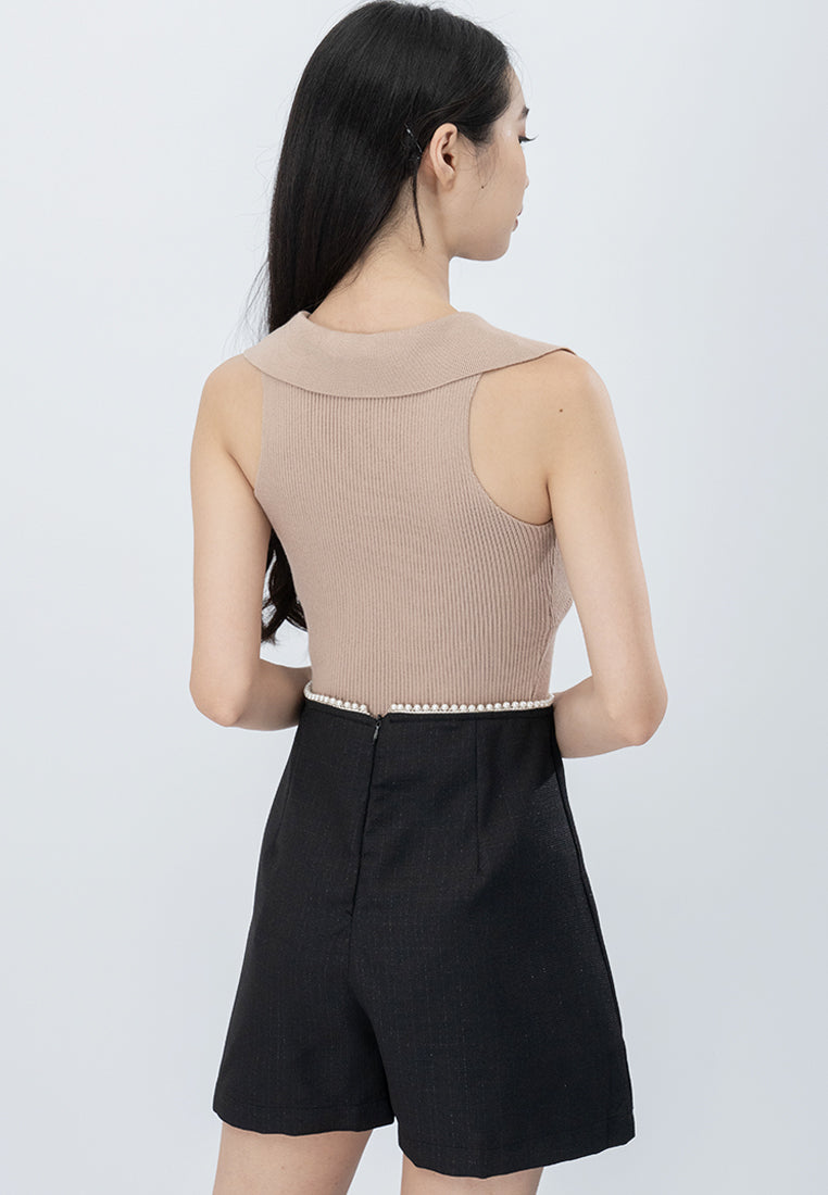 Plain B. Knitted Cropped Tank Top
