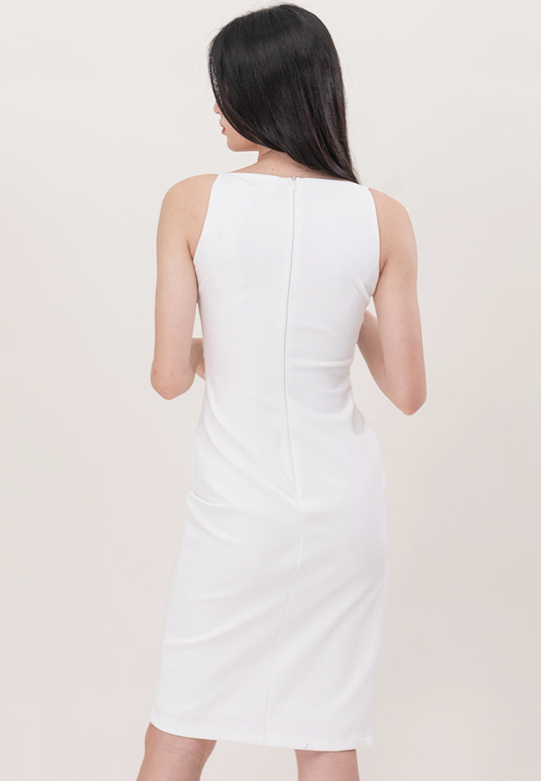 BebeBeige Cut Off Cotton Slim Fit Midi Dress