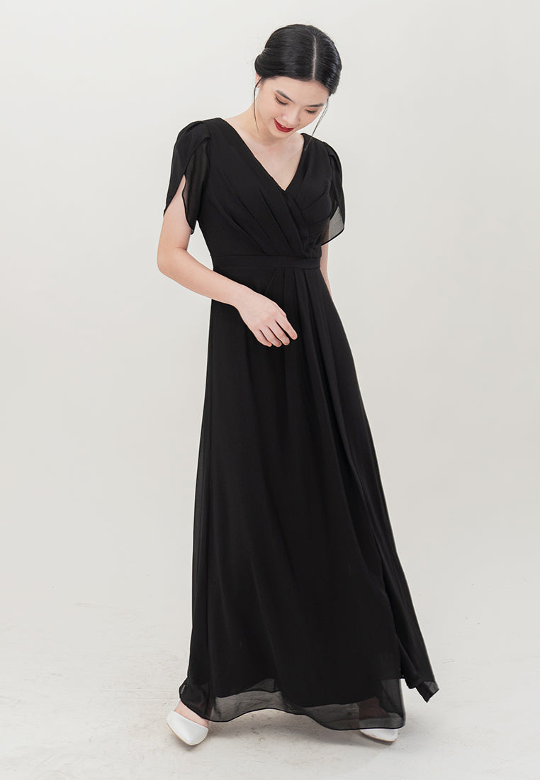 BebeButterfly  V-Neckline  Maxi Dinner Dress