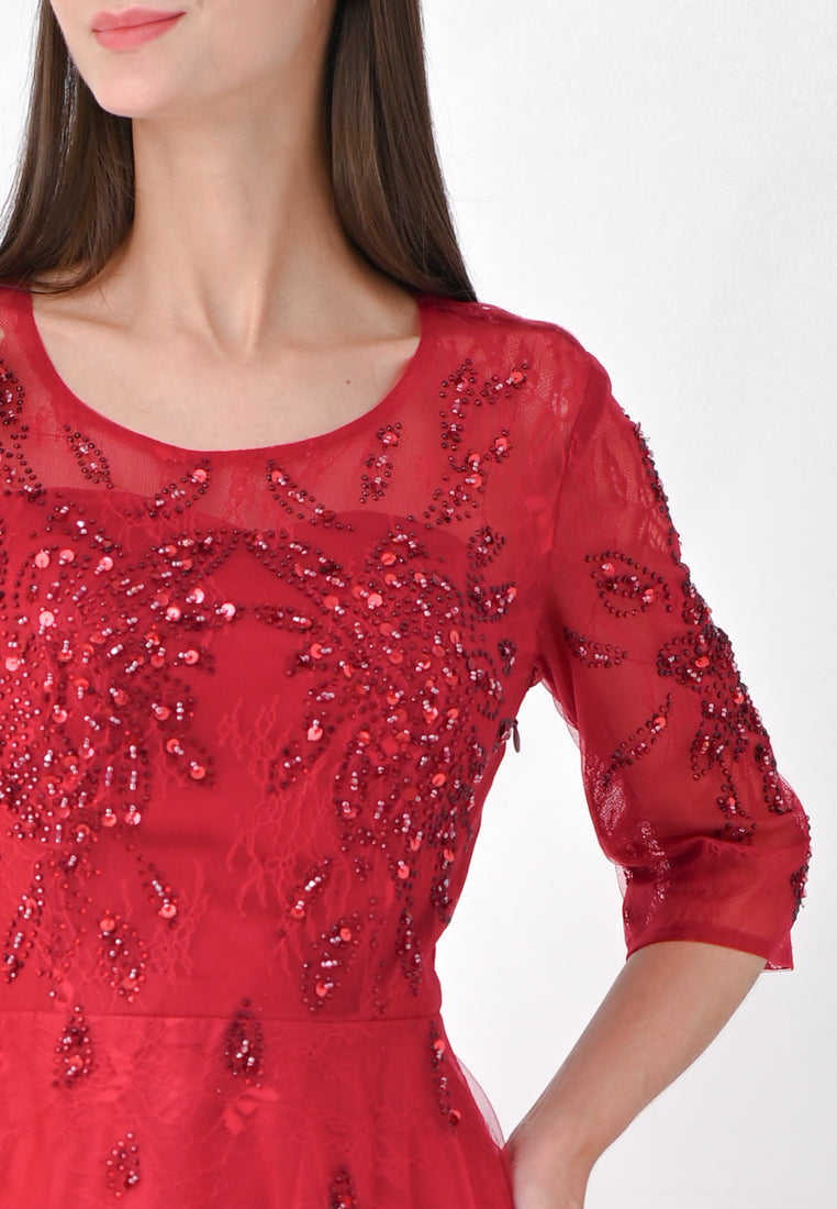 BebeButterfly Embroidered Half Sleeve Gown