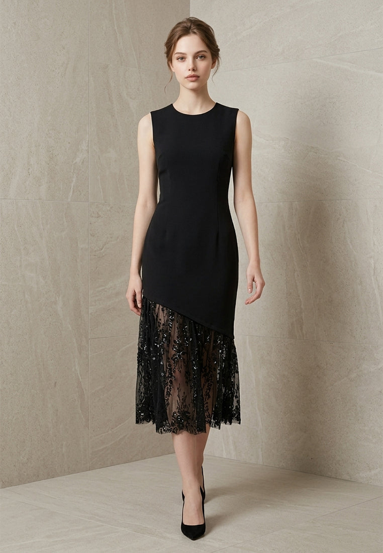 BebeBeige Sleeveless Midi Dress