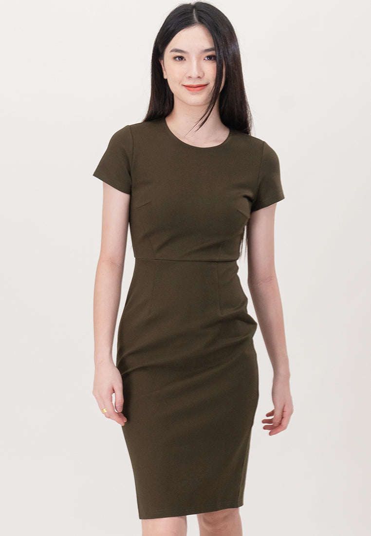 BebeBeige Back-Zipper Mini Dress