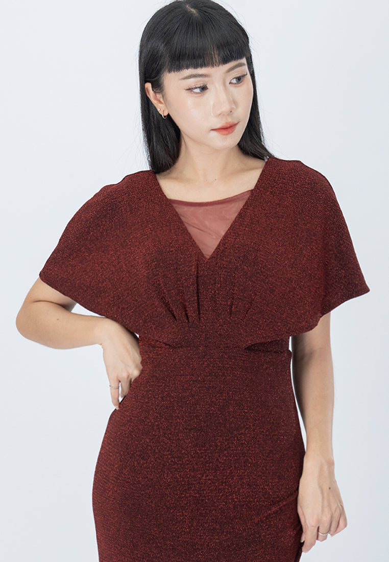 BebeButterfly Glitter Maxi Dinner Dress