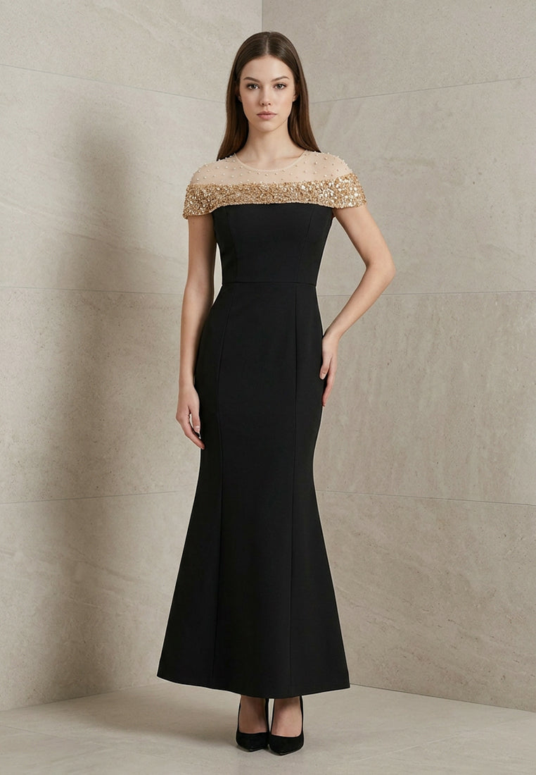 BebeButterfly Sequins Maxi Dinner Dress