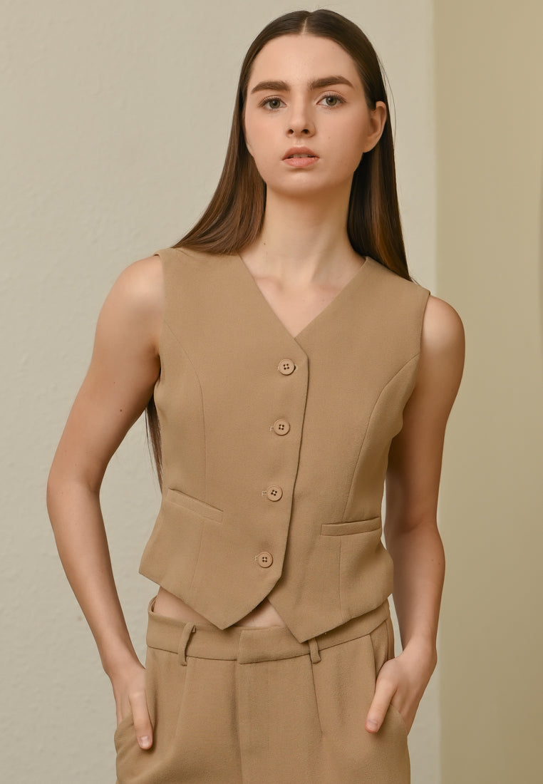 BebeBeige V-Neck Vest