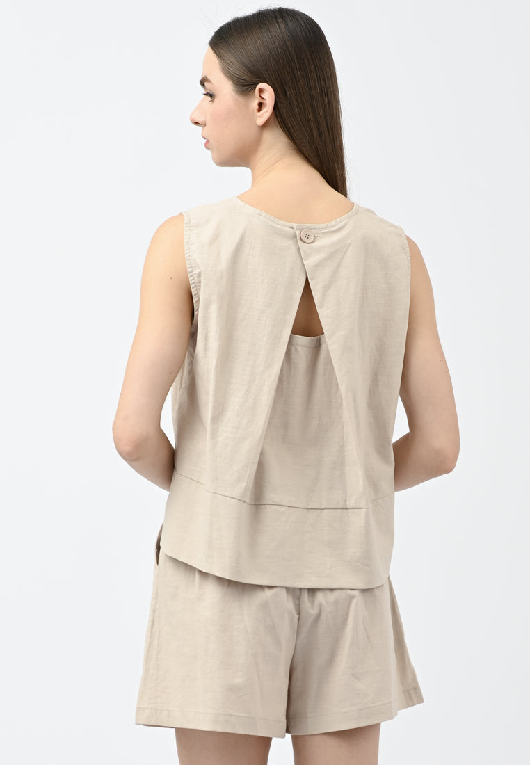 Plain B. Linen Sleeveless Top
