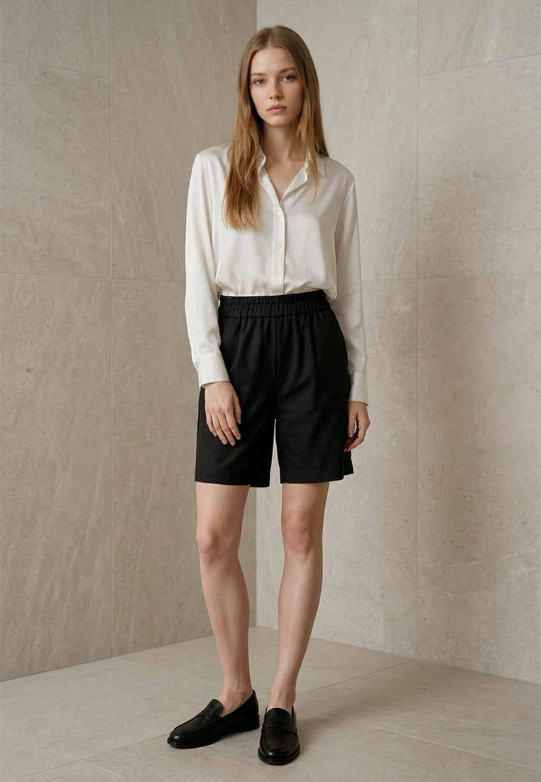 Plain B. Elastic-Waist Shorts