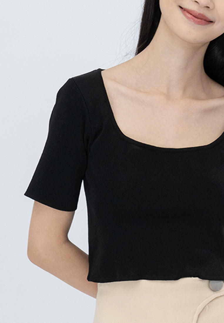 Plain B. Knitted Wide Neck Top