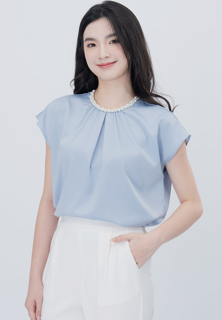 BebeBeige Beads Office Relaxed Fit Blouse Top