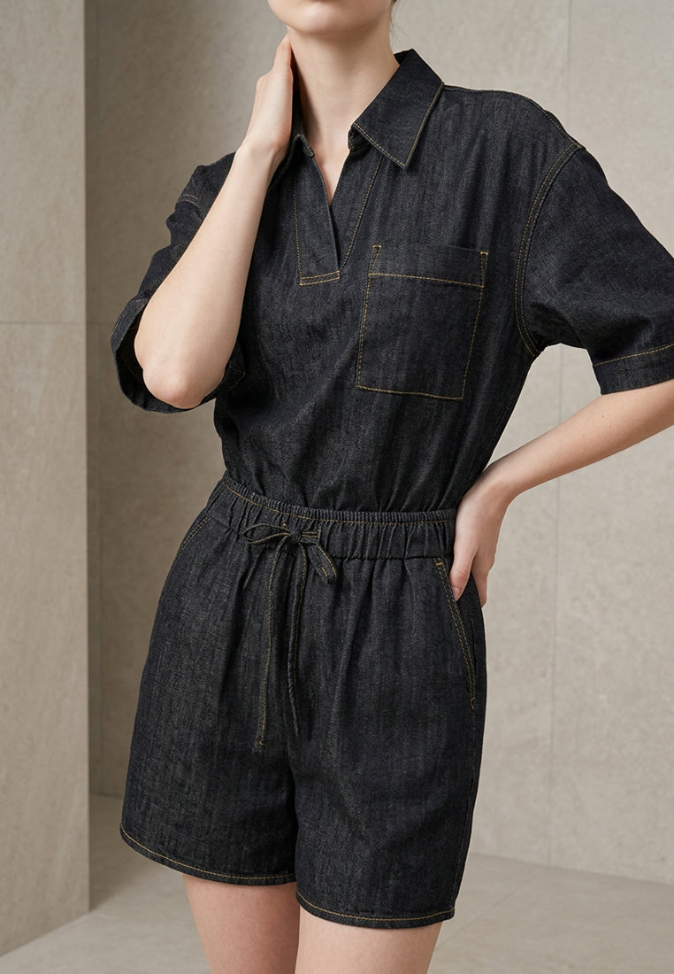 Plain B. Minimalist Indigo Denim Shirt & Shorts Matching Setwear