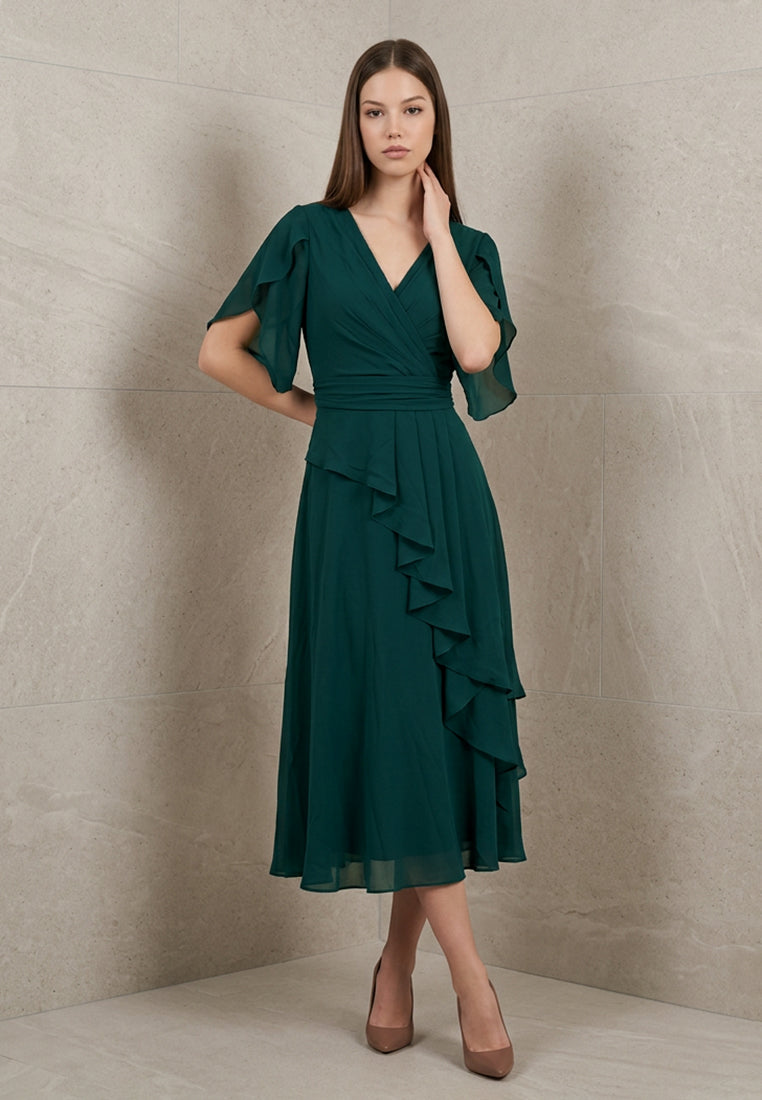 BebeButterfly Chiffon Midi Dress