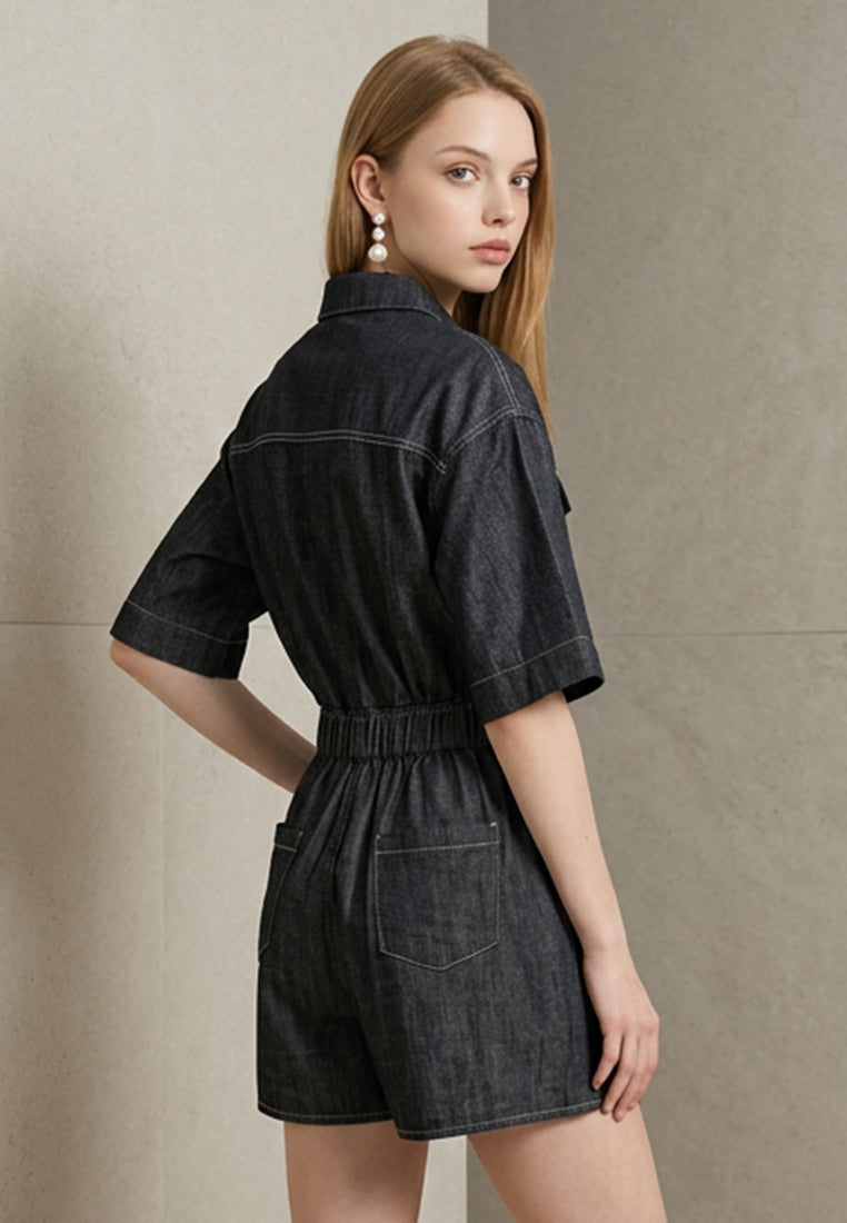 Plain B. Minimalist Indigo Denim Shirt & Shorts Matching Setwear