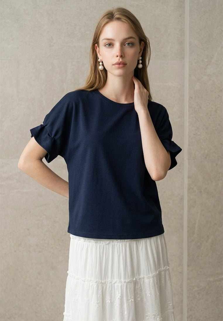 Plain B. Puff Sleeve Short Sleeve Top